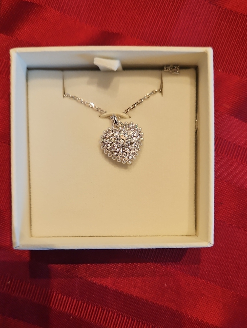 Swarovski Silver Heart Cluster Pendant Necklace with Clear Crystals